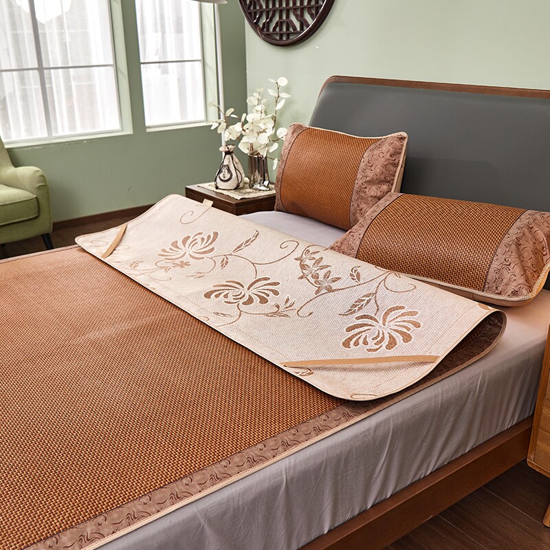 加厚高档凉席双面冰丝折叠1.5m家用双人床三件套学生宿舍0.9m