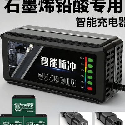 电动车电瓶充电器48V12AH60V20A72V35专用铅酸石墨烯电池超威天能