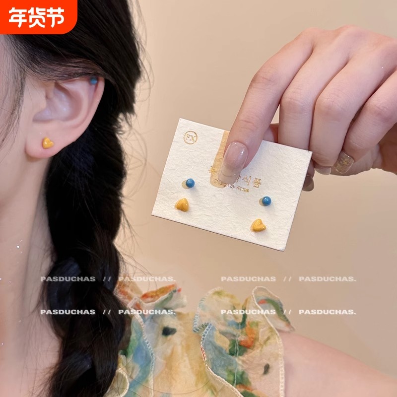 彩色生物陶瓷养耳钉简约甜美可爱陶瓷耳钉女耳饰睡觉免摘全瓷耳棒