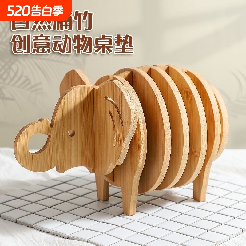 简约竹质加粗防烫家用防油隔热碗杯垫套装耐高温