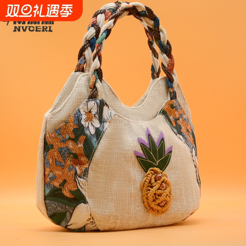 设计感手提包编织手提包文艺小包手拎包布包休闲包轻便手提女包