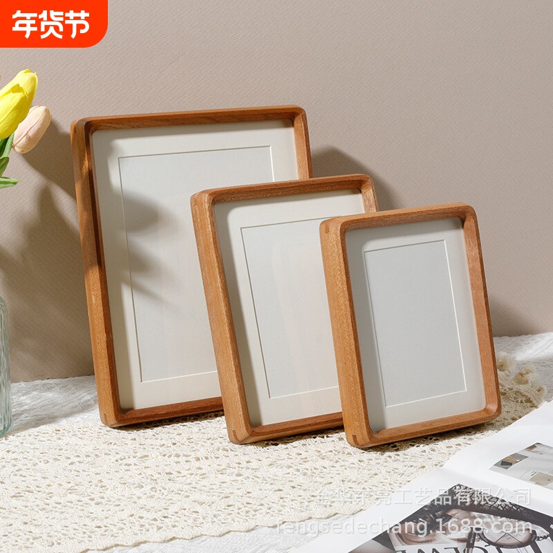 实木榫卯圆角相框摆台678 10寸情侣字画相框画框摆台挂墙厂家批
