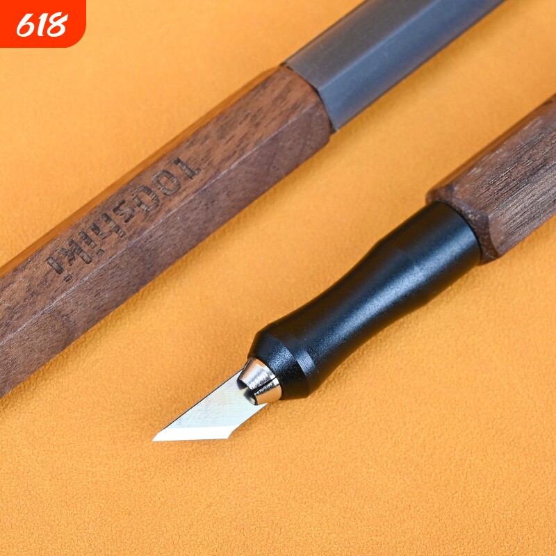 百式宽刃木笔刀适用于高达模型制作笔刀 黑胡桃木制手工切割刀