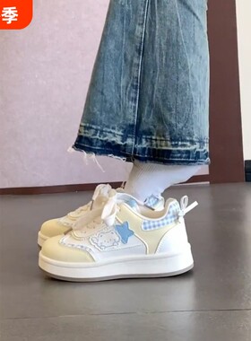 学生小白鞋女童2025爆款百搭板鞋女大童春秋初中生女孩透气运动鞋