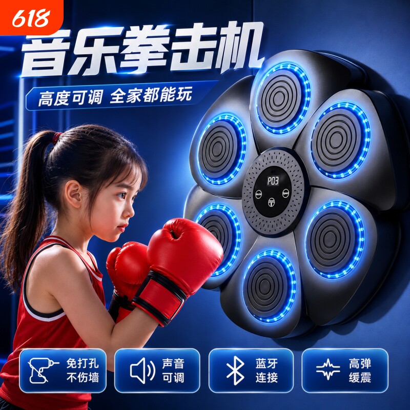 儿童音乐拳击机训练器材拳靶墙靶家用练打拳神器解压智能小孩玩具