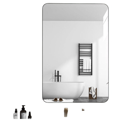 卫生间浴室镜子免打孔玻璃高清贴墙自粘化妆壁挂挂墙式半身镜可挂