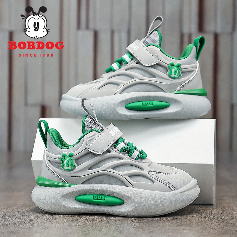 巴布豆男童运动鞋2025秋冬季新款防水皮面男孩跑步鞋软底防滑双网