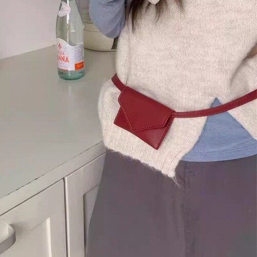 新款小众设计皮带小腰包多用翻盖皮带腰带女小包斜挎包耳机包mini