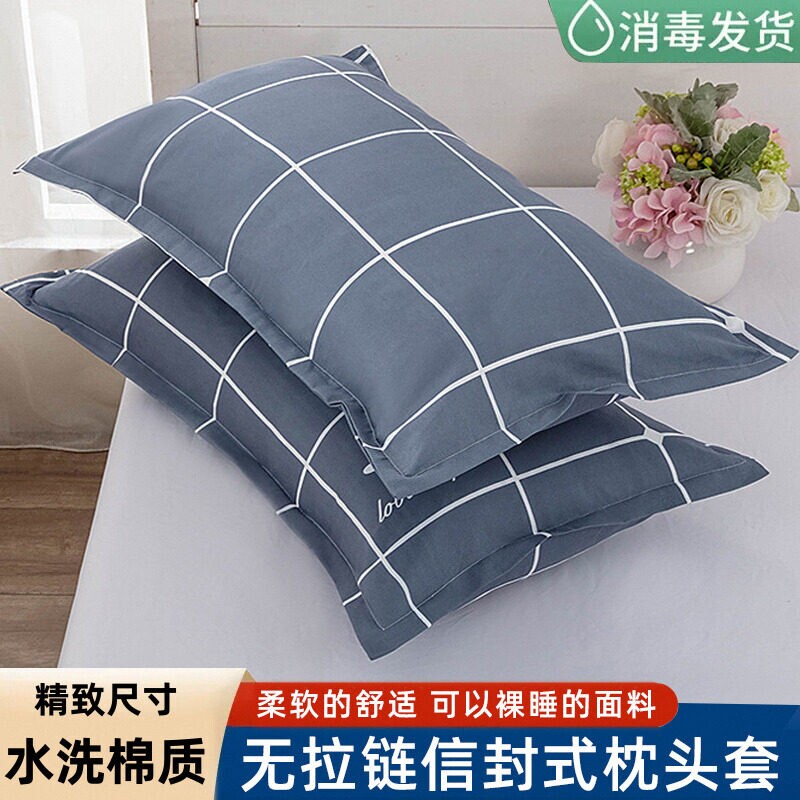 枕套48cmx74cm成人学生宿舍单人纯水洗棉枕头套枕芯整套罩一