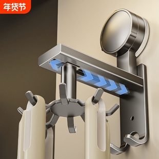 吸盘厨房置物架旋转挂钩收纳架锅铲勺子铲子免打孔架子家用墙面