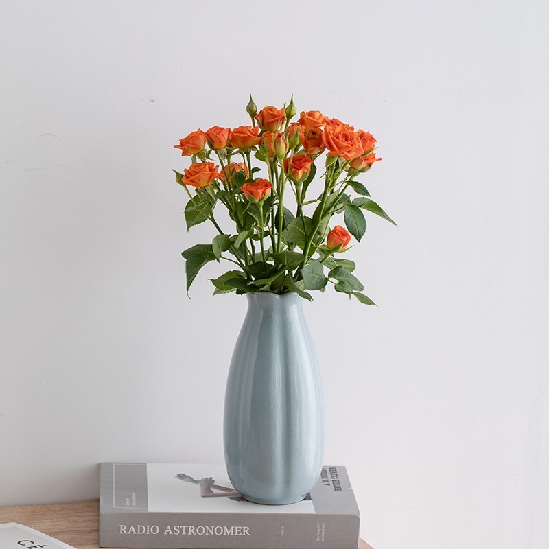 汝窑宋代美学花瓶摆件客厅轻奢高级感陶瓷水培仿真花卧室桌面玄关