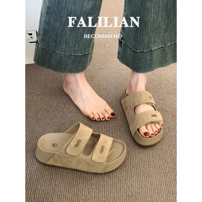 勃肯凉拖鞋女夏外穿2025新款高级感配裙子法式厚底增高沙滩一字拖