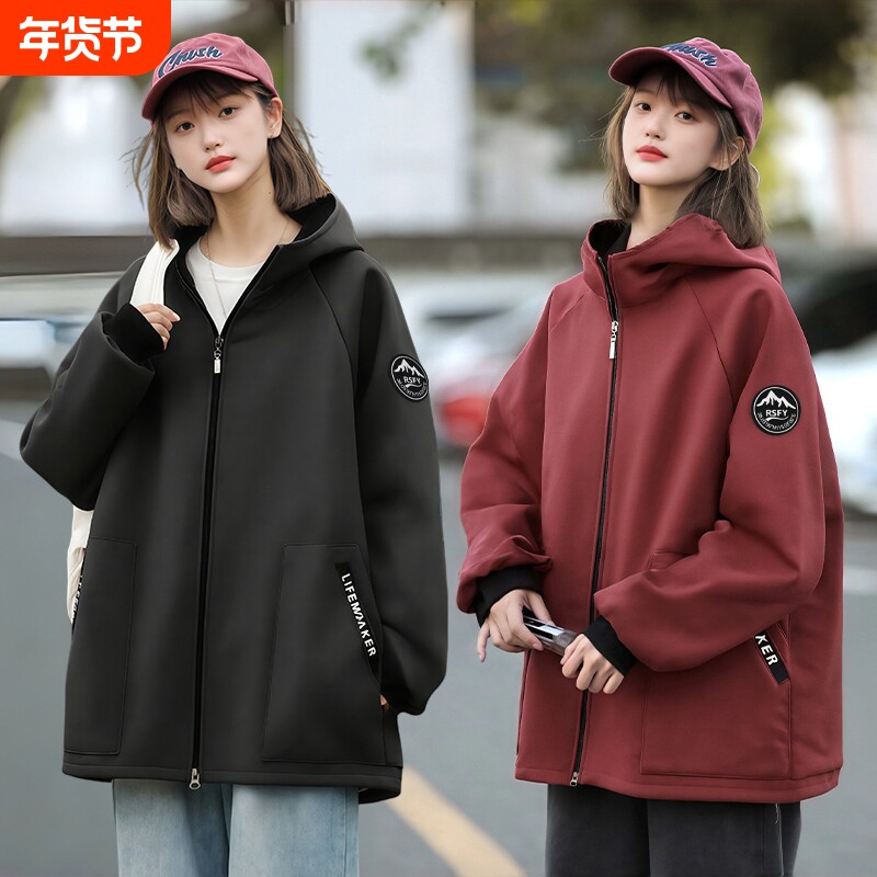 加绒罩衣女冬季外穿时尚户外防水长袖围裙工作服男士厨房家用