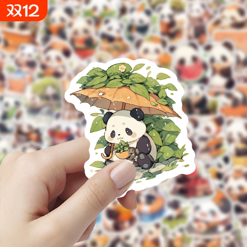 熊猫100张手账礼盒装饰防水贴纸