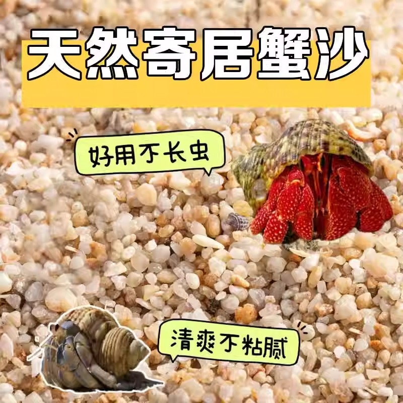 免洗寄居蟹专用沙子垫材鱼缸造景底砂饲养土水草铺底贝壳沙鱼缸沙