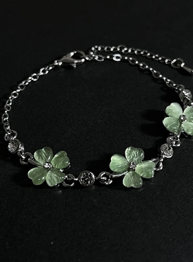 「幸运萌芽」韩系小清新绿色叶子花朵手链时尚高颜值简约气质手链