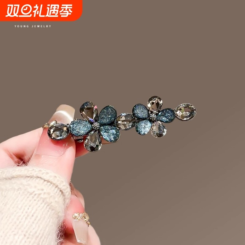 饰夹脑约复头勺简国质晶发弹韩朵气后花水古簧夹妈妈发卡刘海顶夹