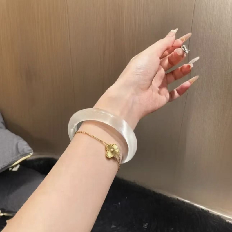 SS白月光手镯高冰女款玉冰透冰种玉髓天然猫眼英岩玉石高级玻璃冰