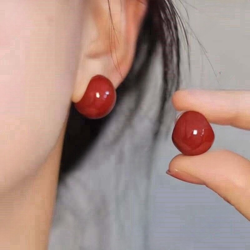 人气爆款!法式勃艮第红复古蚊香盘耳夹女耳环简约气质无耳洞耳饰
