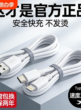适用数据线苹果手机PD快充iPhone17/16/15/14/13/12ProMax/11/XR/SE/8/7/6plusipad平板老款USB口加长2米车充