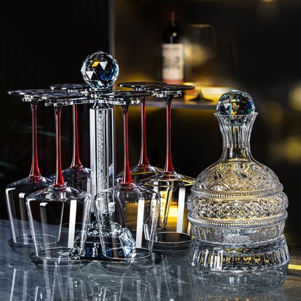 高档勃艮第水晶玻璃红酒杯一体架套装家用葡萄酒杯醒酒器欧式轻奢