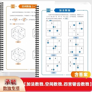 承毓数独思维训练加法数独.空间数独.四宫锯齿数独专项练习含答案思维逻辑超能数独