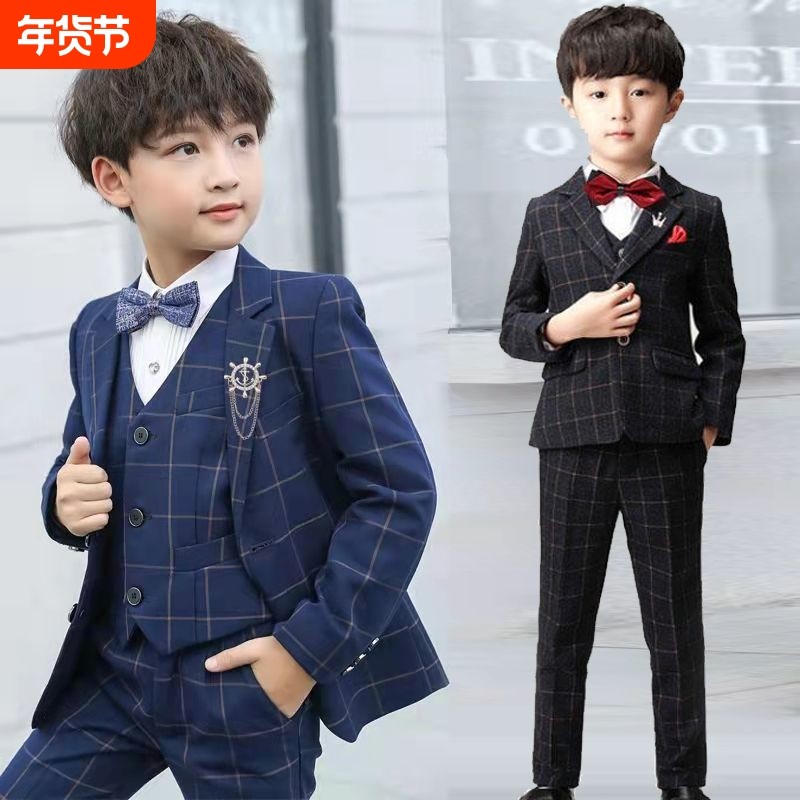 儿童秋冬新款韩版西装外套男童花童主持西服套装礼服休闲衬衫加绒
