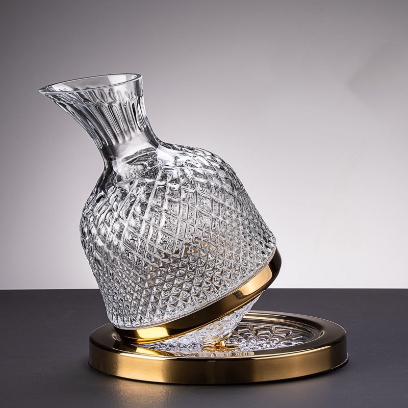 法国工艺旋转不倒翁陀螺醒酒器高档奢华家用水晶玻璃红酒酒杯