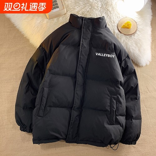 户外冬季情侣装羽绒服男士面包服潮流羽绒棉外套加厚立领黑色蓝色