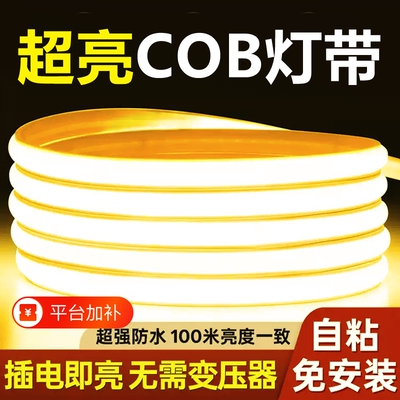 led灯带220v户外防水超亮自粘线形灯家用客厅吊顶氛围灯硅胶灯条