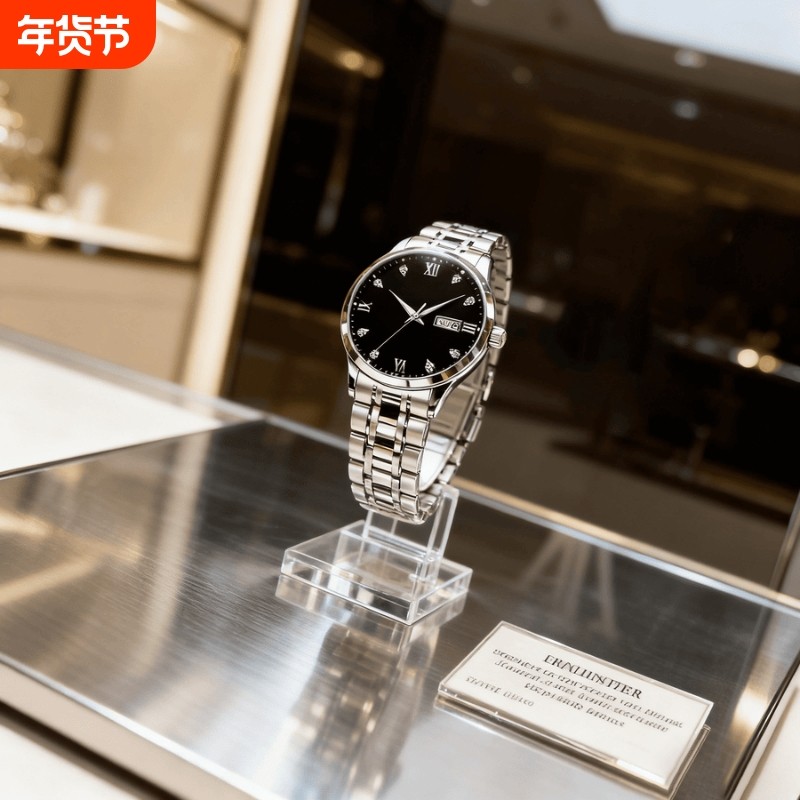 手表男款机械风全自动防水高级感全自动男表数字双日历防水腕表男