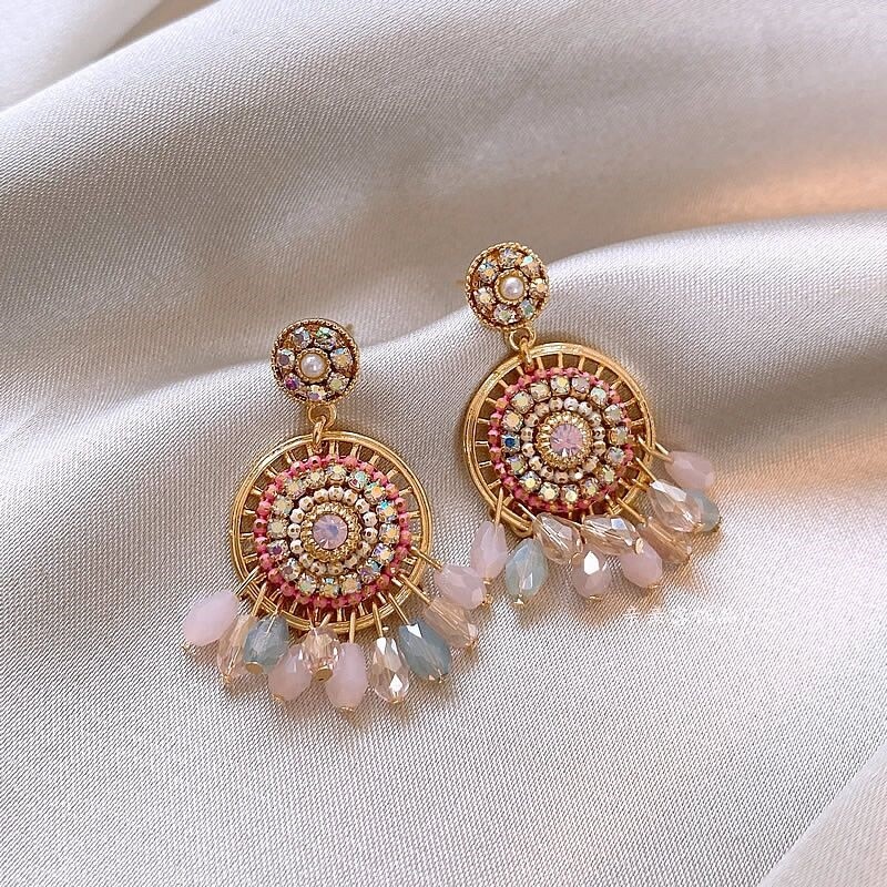 纯手工水晶耳钉女设计感小众独特耳环2025新款爆款高级感复古耳饰