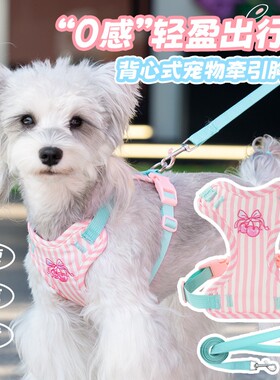 狗狗牵引绳宠物背心式胸背带小防挣脱可爱狗绳子中小型犬遛狗链子