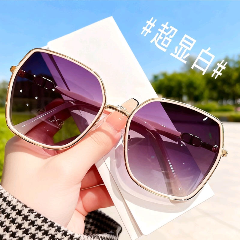 墨镜防紫外线女款时尚新款大框偏光适合方圆脸闪粉设计太阳镜防晒