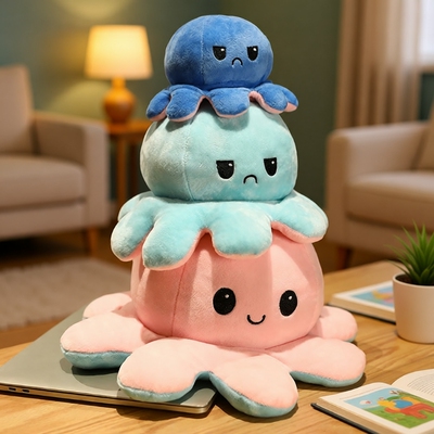 变脸小章鱼双面翻转生日毛绒玩具