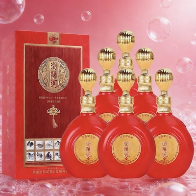 浏阳河福祥V88浓香型52度白酒纯粮酿造礼盒装500ml*6瓶酒业