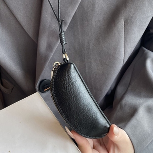 精致口红包绳挂收纳硬币钥匙挂脖包迷你真皮零钱包女 高颜值时尚