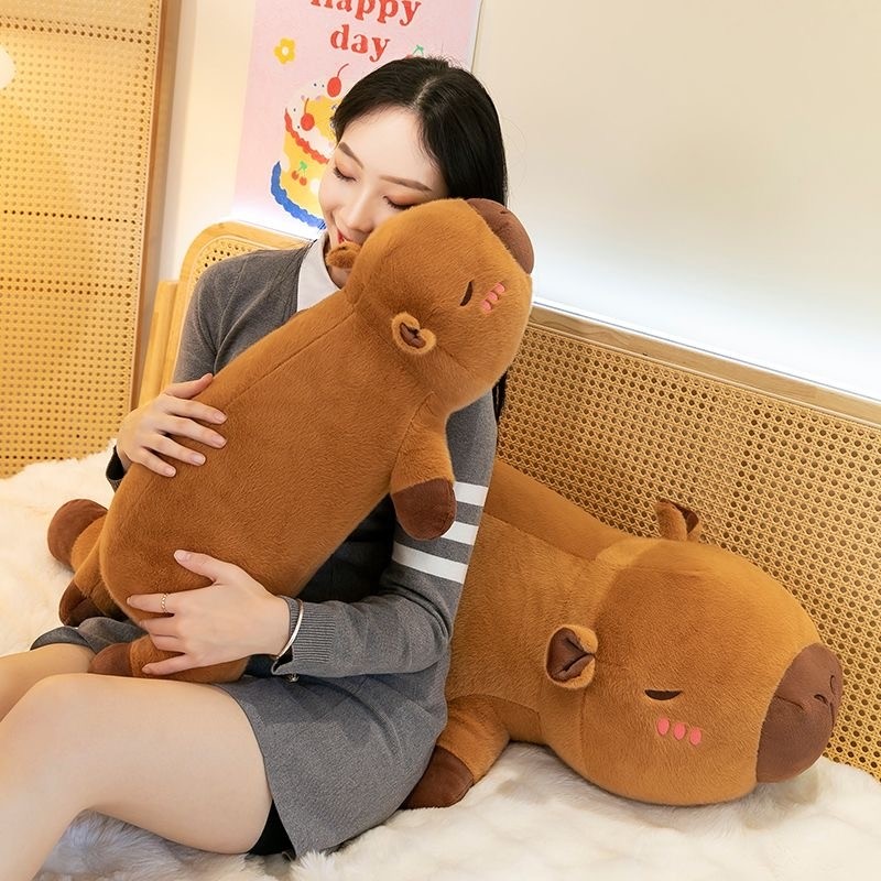 卡皮巴拉长条抱枕女生睡觉专用毛绒玩具水豚夹腿玩偶公仔长条枕头