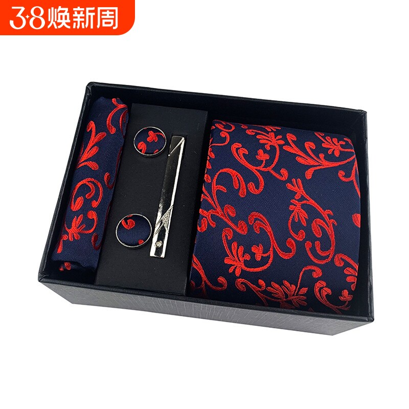 厂家批发男士领带商务正装结婚照西服配饰领带袖扣方巾领带礼盒装