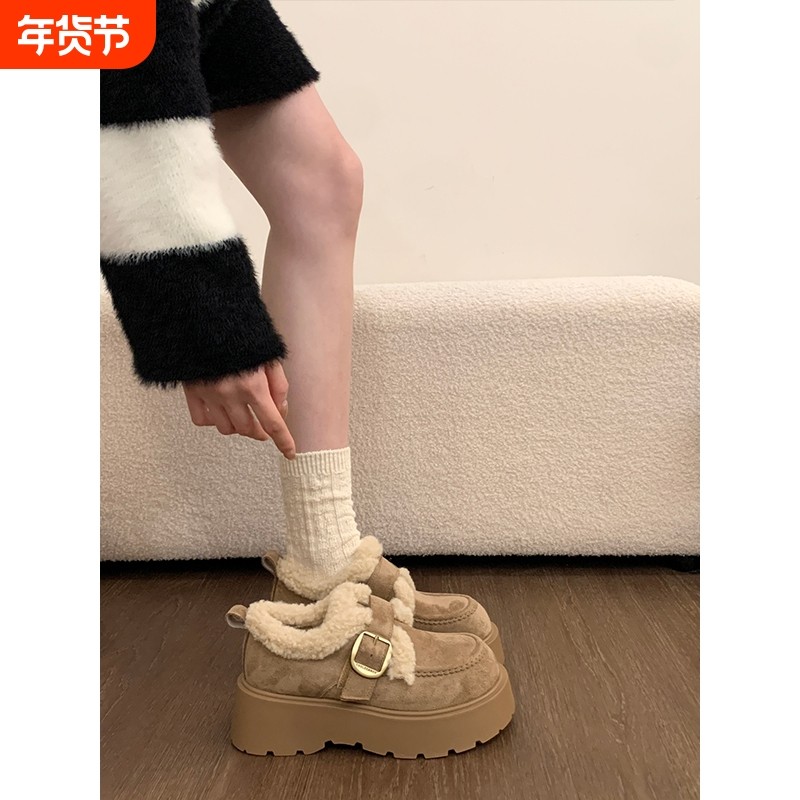 厚底增高加绒保暖雪地靴女鞋子2025新款冬季勃肯鞋毛毛棉鞋乐福鞋,女鞋,棉鞋,淘宝优惠券,粉丝福利购,淘宝优惠卷