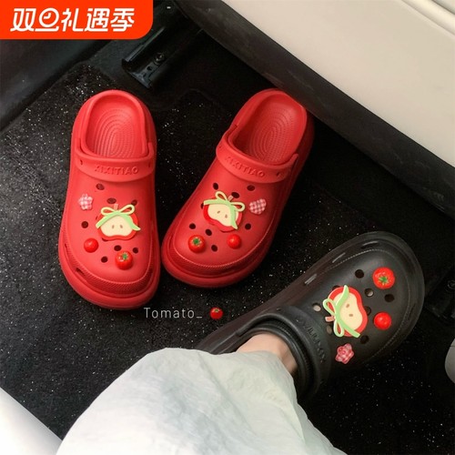 外穿百搭防滑趣味苹果番茄洞洞鞋