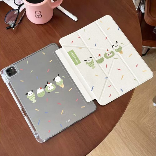 卡通涂鸦适用iPad保护套带笔槽ipadAir7平板套Y型+三折10代11代亚克力7/8/9代10.2寸防弯mini7/6可爱风格air1