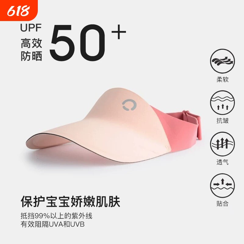 焦下焦儿童防晒帽夏季薄款户外运动大帽檐太阳男女童无痕遮阳帽子