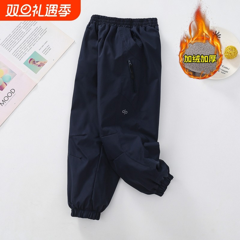 男童裤子加绒2025新款冲锋裤儿童春秋冬款保暖中大童运动长裤防水