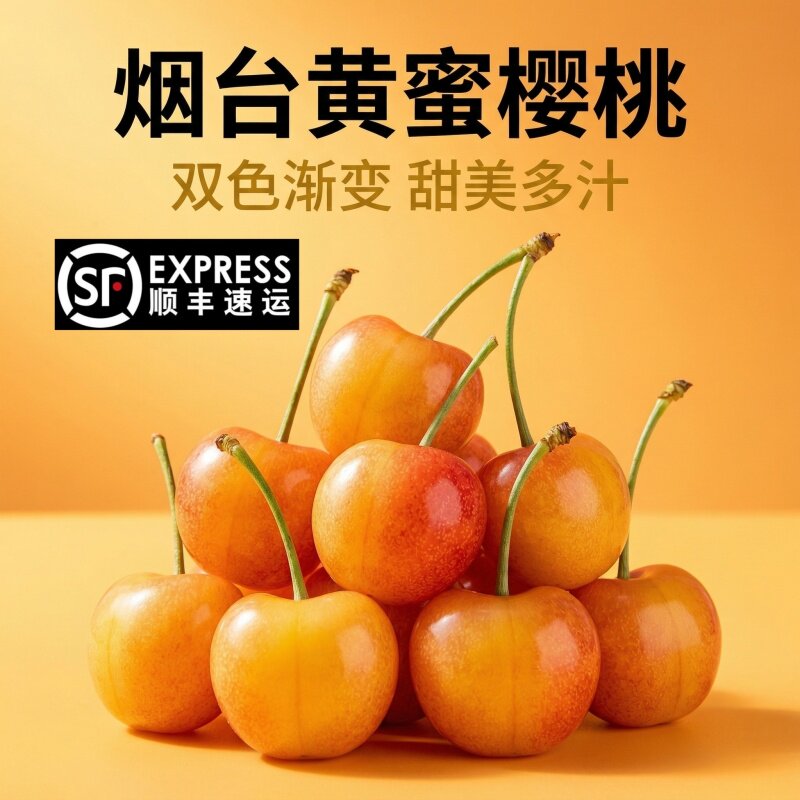 现货山东黄樱桃露天烟台黄水晶黄色黄蜜国产车厘子新鲜水果孕妇吃