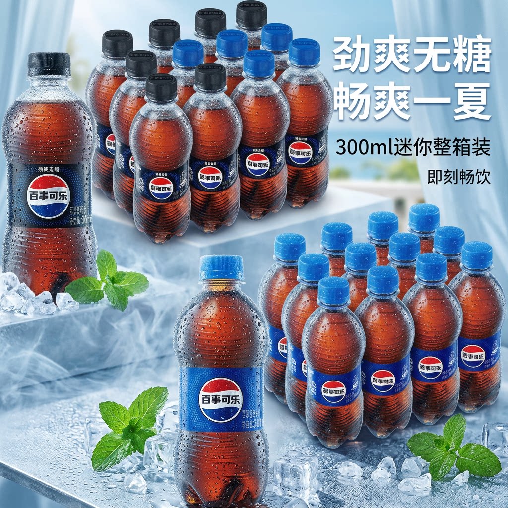 便宜饮料百事可乐含糖无糖饮品图片