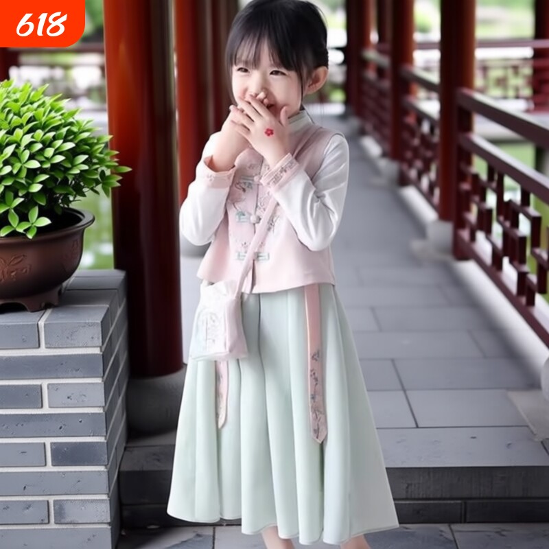 女童春秋汉服古装中国风服装儒裙仙女装儿童唐装宝宝衣服幼童套装