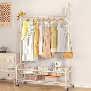 德国带轮可移动衣帽架客厅家用衣服收纳架简易卧室落地式 挂衣架子