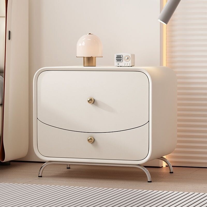 d软包实木床头柜卧室家用现代小型简约奶油床边柜收纳储物柜安装