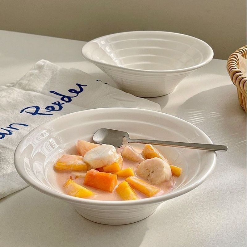 ins风纯白色简约陶瓷高颜值拉面碗日式家用汤碗稀饭碗糖水甜品碗